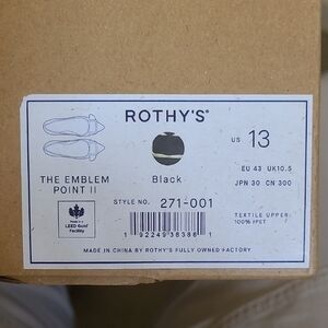 Rothys Black Emblem Point II Flats In Women's Size 13